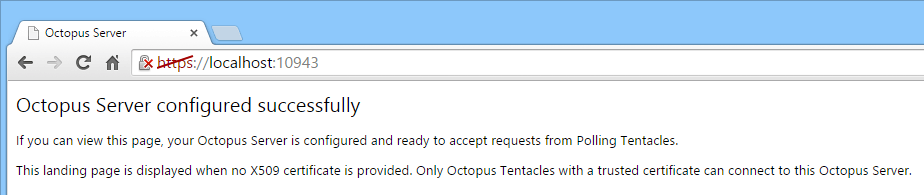 Octopus Server configured successfully page